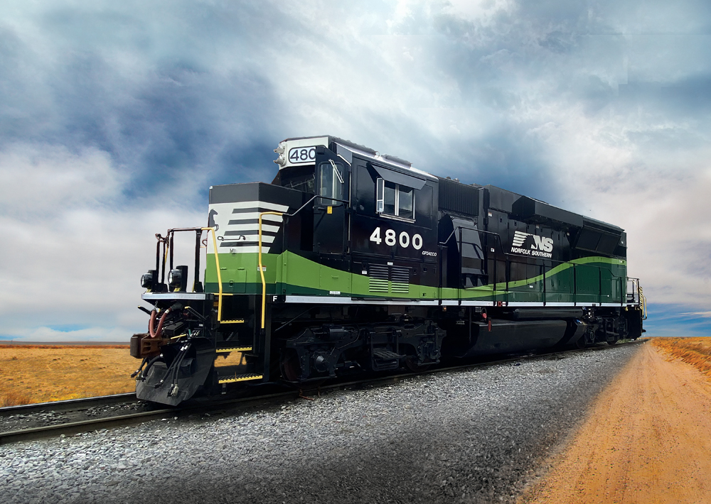 Black and green locomotive