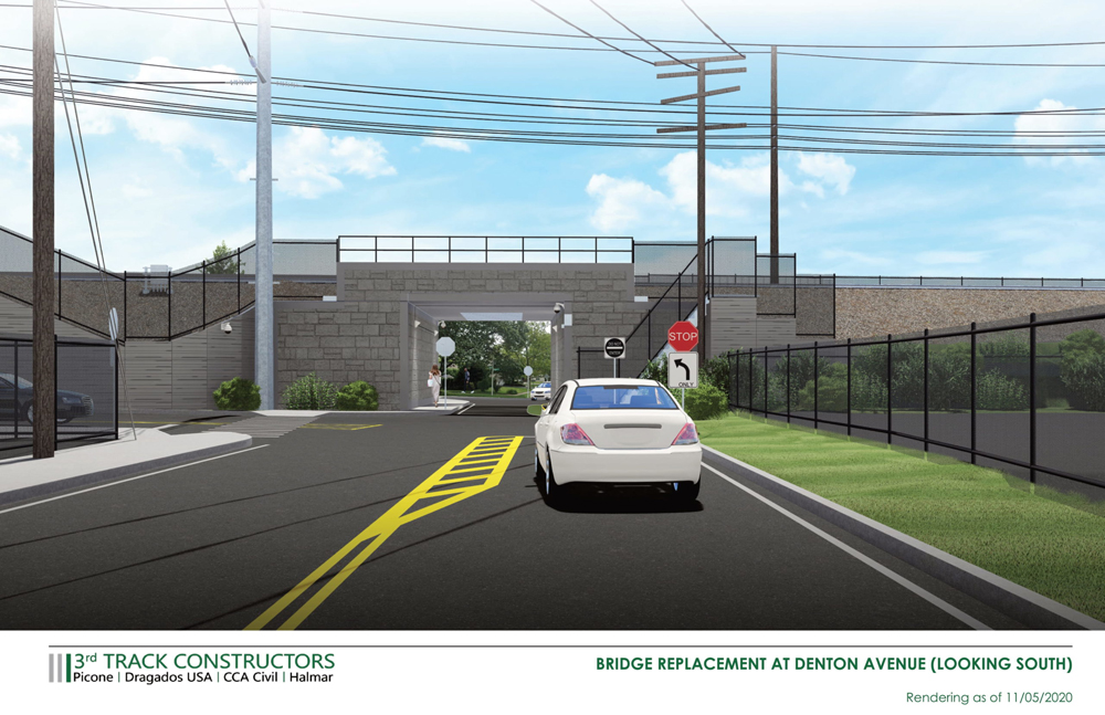 Rendering of railroad bridge and street