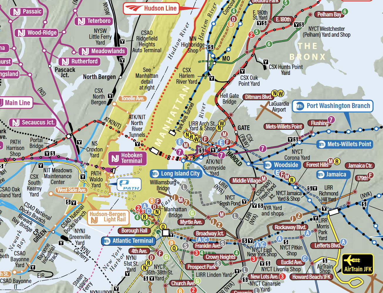 New York City 2018 Manhattan Bus Route Map MTA Transit NYCT 