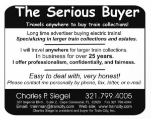 Ad for a train collector-dealer