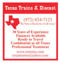 Ad for a train collector-dealer