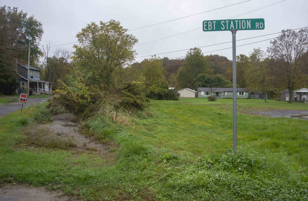 Street sign in field