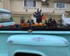 A Halloween display layout on a truck