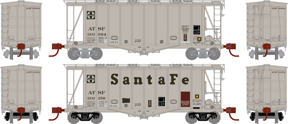 Santa Fe 2,600-cubic-foot capacity Airslide covered hopper.