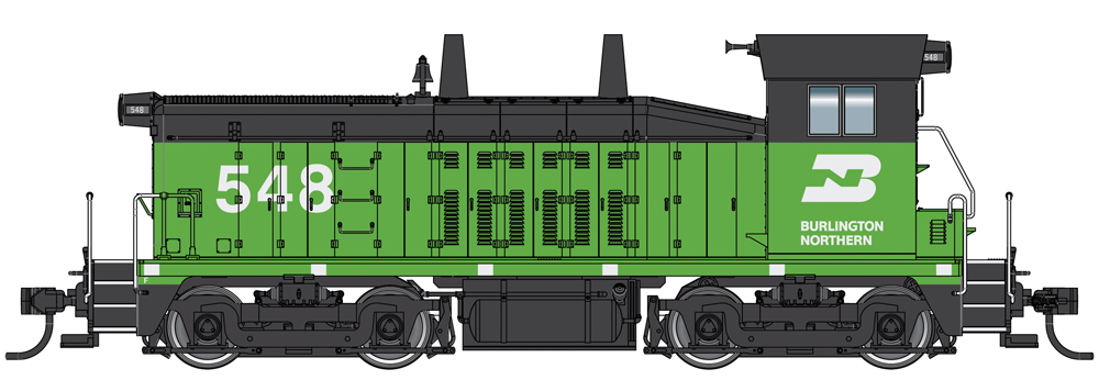Burlington Northern Electro-Motive Division NW2 diesel locomotive.