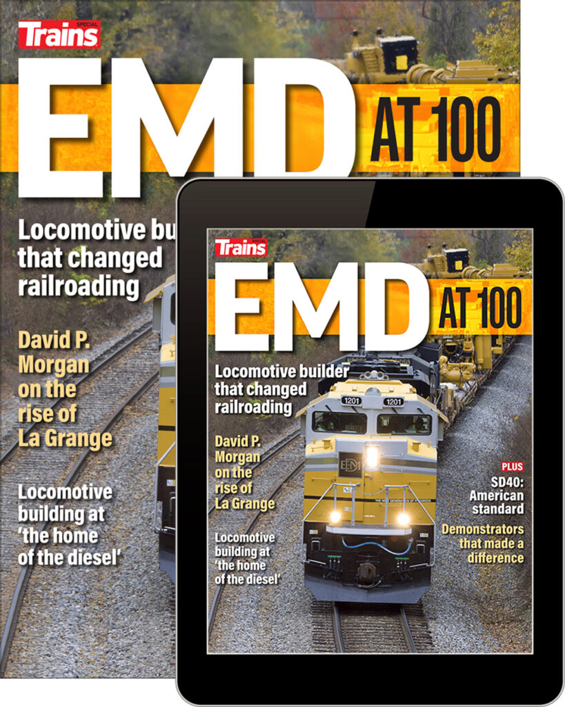 EMD at 100 special issue from Trains magazine available at the Kalmbach Hobby Store.