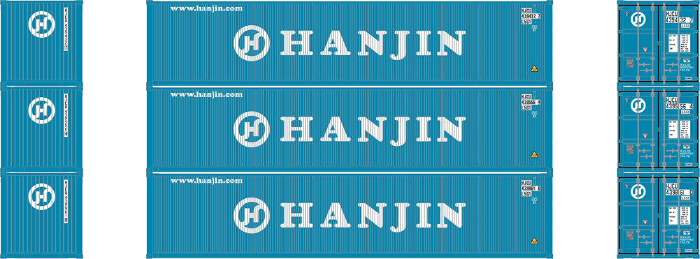 Hanjin 40-foot low-cube intermodal container.