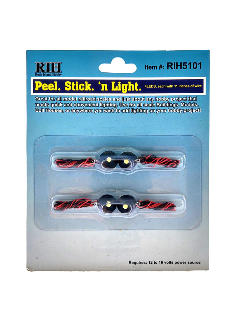 Rock Island Hobby peel-and-stick lights.