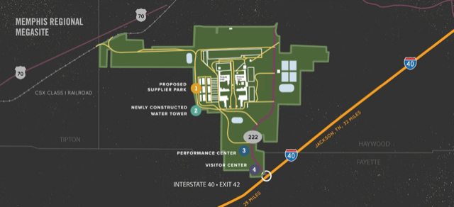 Map of site of Ford development
