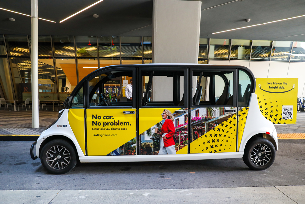 Yellow and white electric vehicle