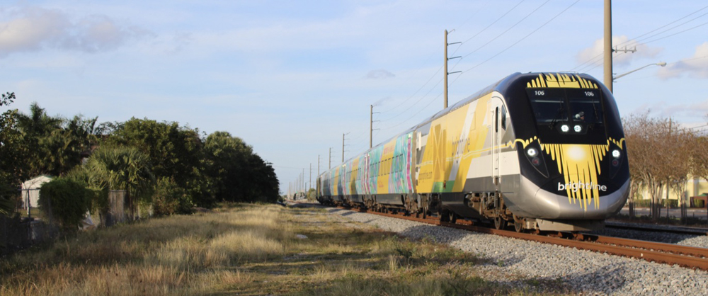 Passenger train on straight track