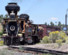 Nose-on view of the steam train.