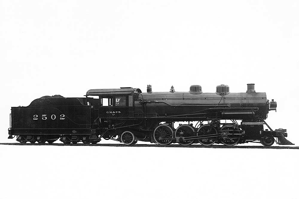 Broadside builder’s photo of steam locomotive