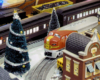 Christmas scene on toy train layout