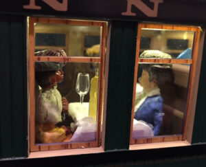 Model figures in a dining car