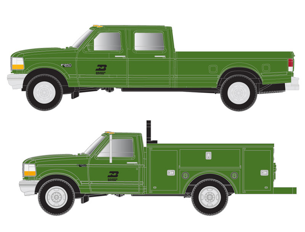 Burlington Northern Ford F-250 and F-350 set.