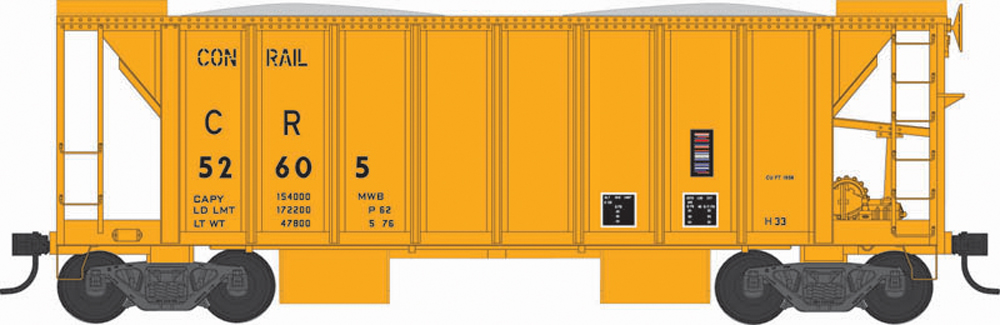 Conrail 70-ton ballast hopper with side chutes.