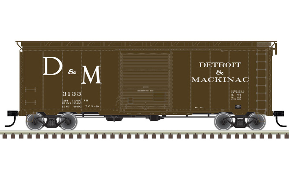 Detroit & Mackinac Association of American Railroads 40-foot postwar boxcar with 8-foot doors.