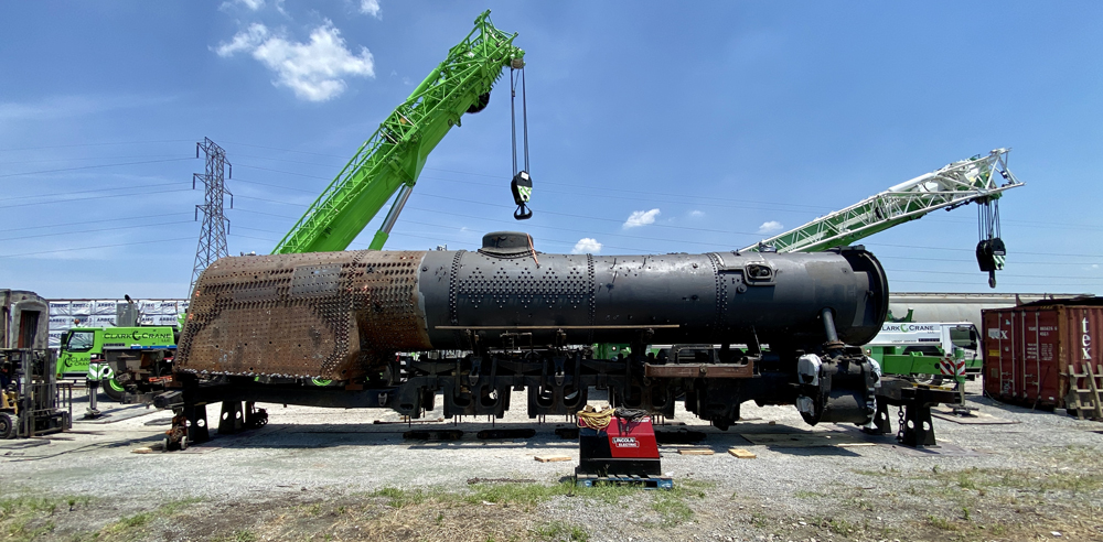 Boiler of disassembled steam locomotive