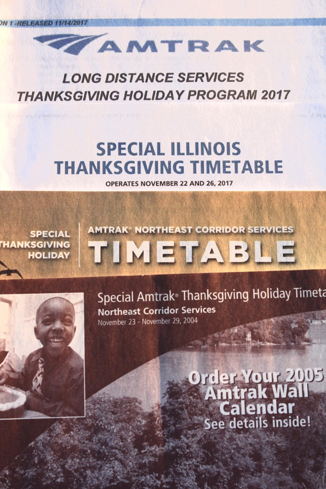 Cover of special Thanksgiving schedule