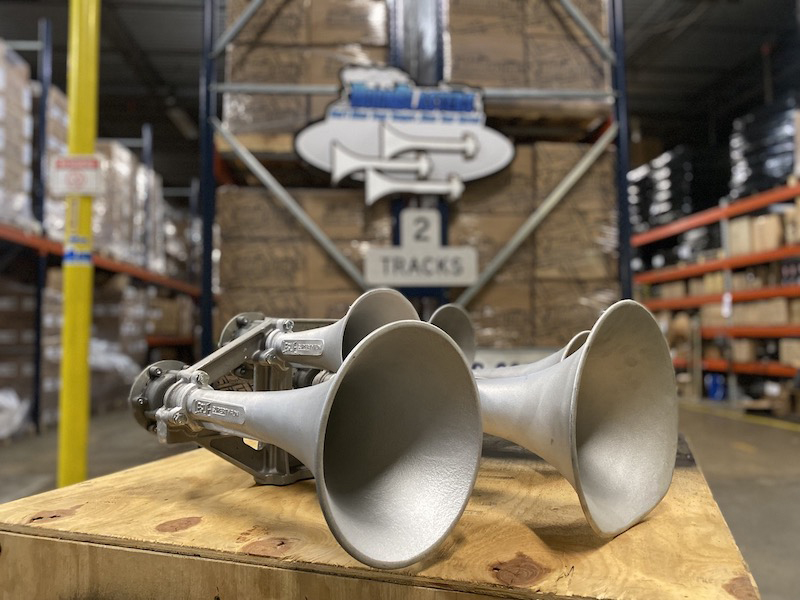 Locomotive horn in warehouse