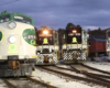 Streamlined diesel with other diesels at night