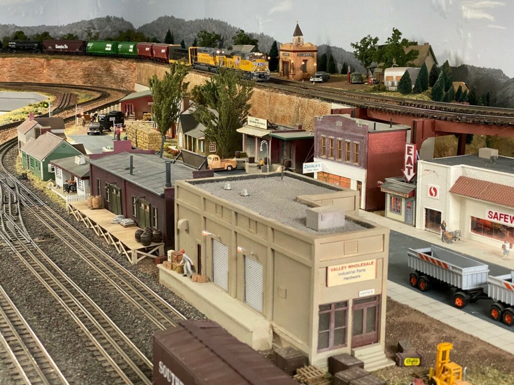 A scene with buildings and track