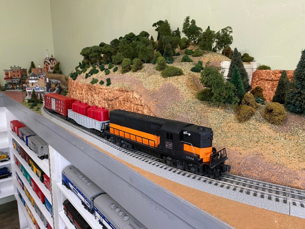 A postwar Lionel train on the track