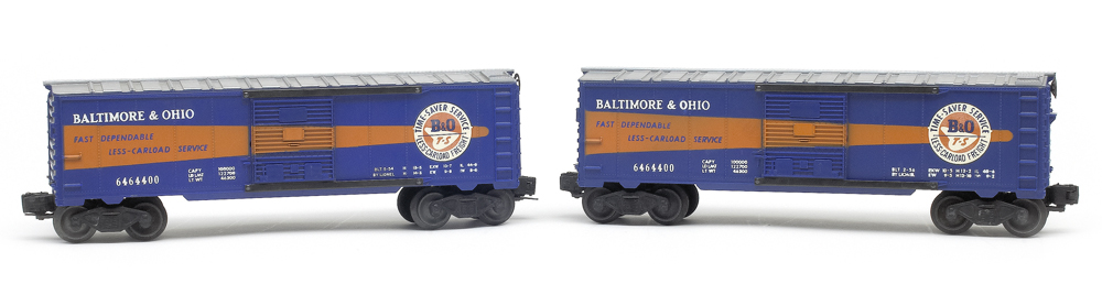 Collectible Lionel 6400 boxcar 6464-400 Baltimore & Ohio Timesaver, Cataloged 1956-57 and 1969