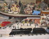 Toy trains in Christmas scene