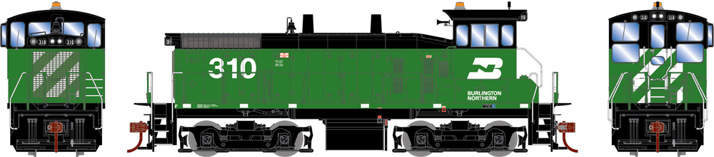 Athearn Ready-to-Roll HO scale Burlington Northern Electro-Motive Division SW1500 diesel locomotive no. 310.