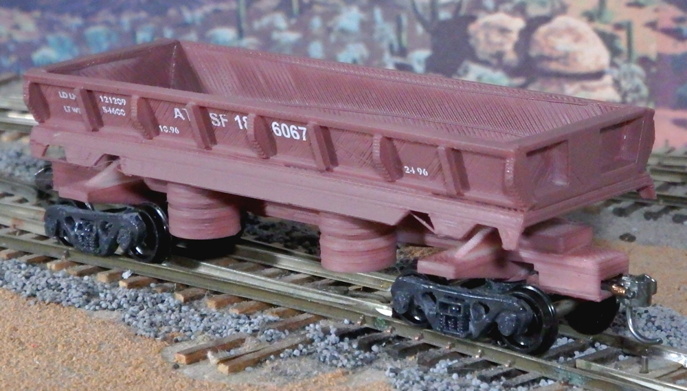 Concept Models Atchison, Topeka & Santa Fe side-dump car no. 186067.