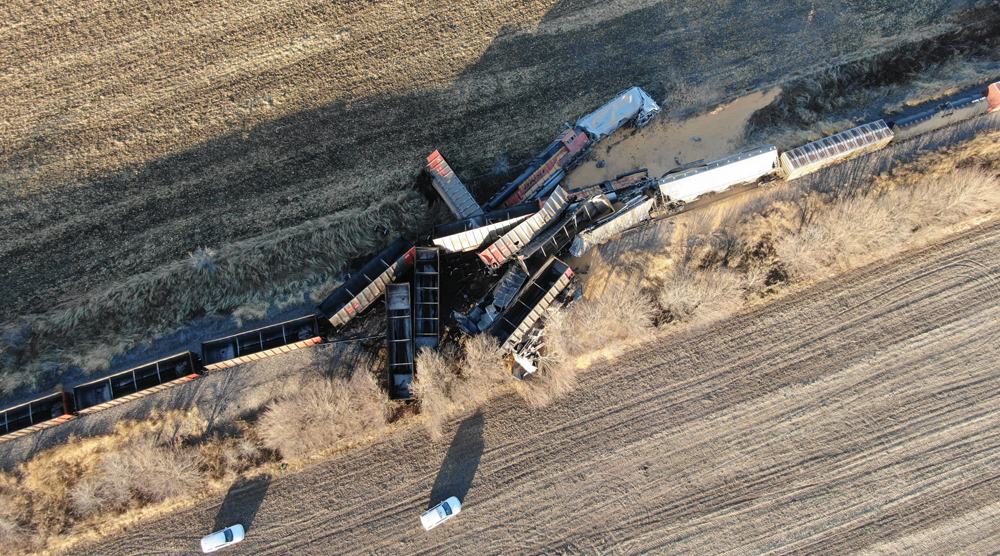 Aerial view of collision