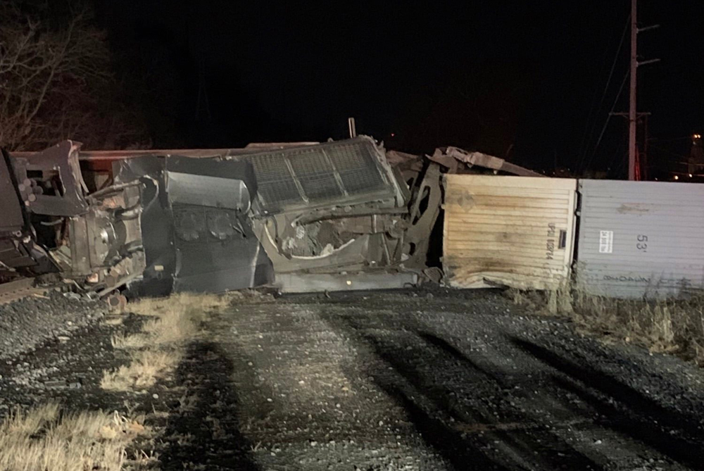 Damaged railcars and containers