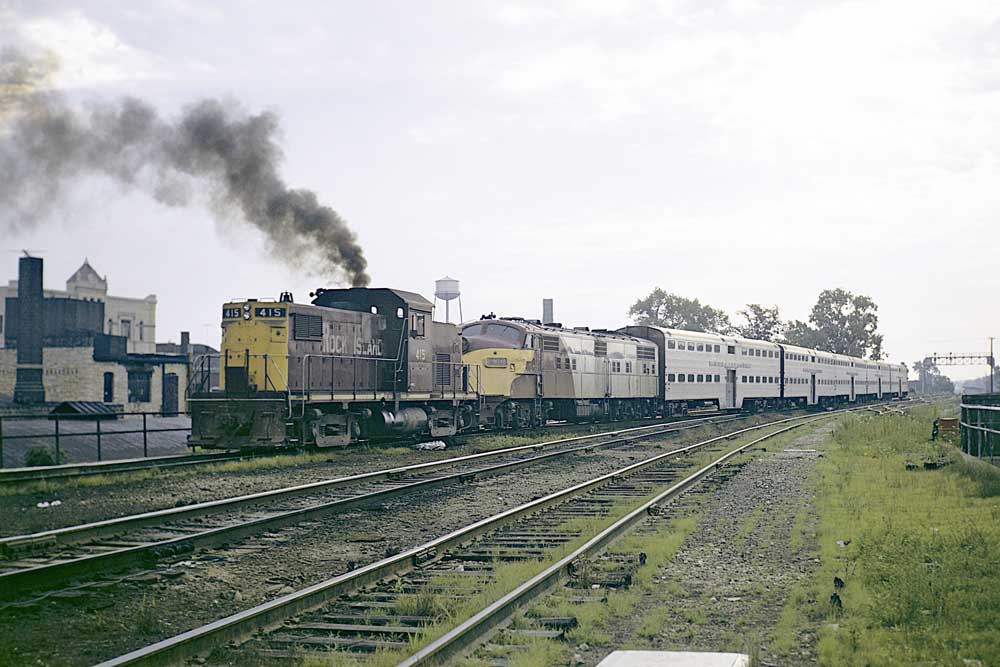 Diesel locomotives on passenger commuter train