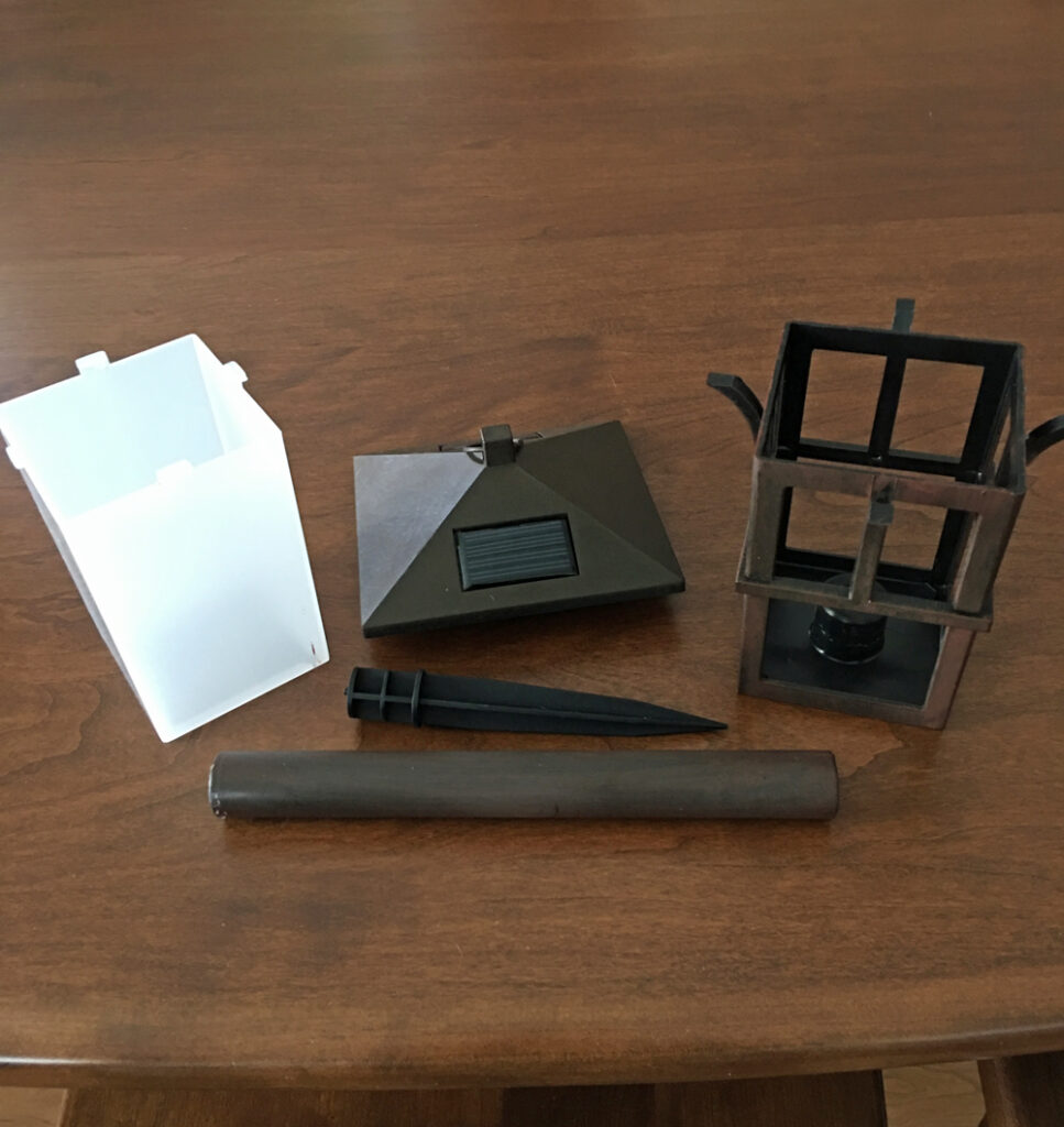 Components of a solar garden light