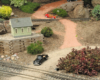 A curving model road on a Garden railway