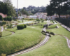 Backed-off view of a garden railroad