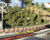 Model forest of dwarf Alberta spruce on a garden railway