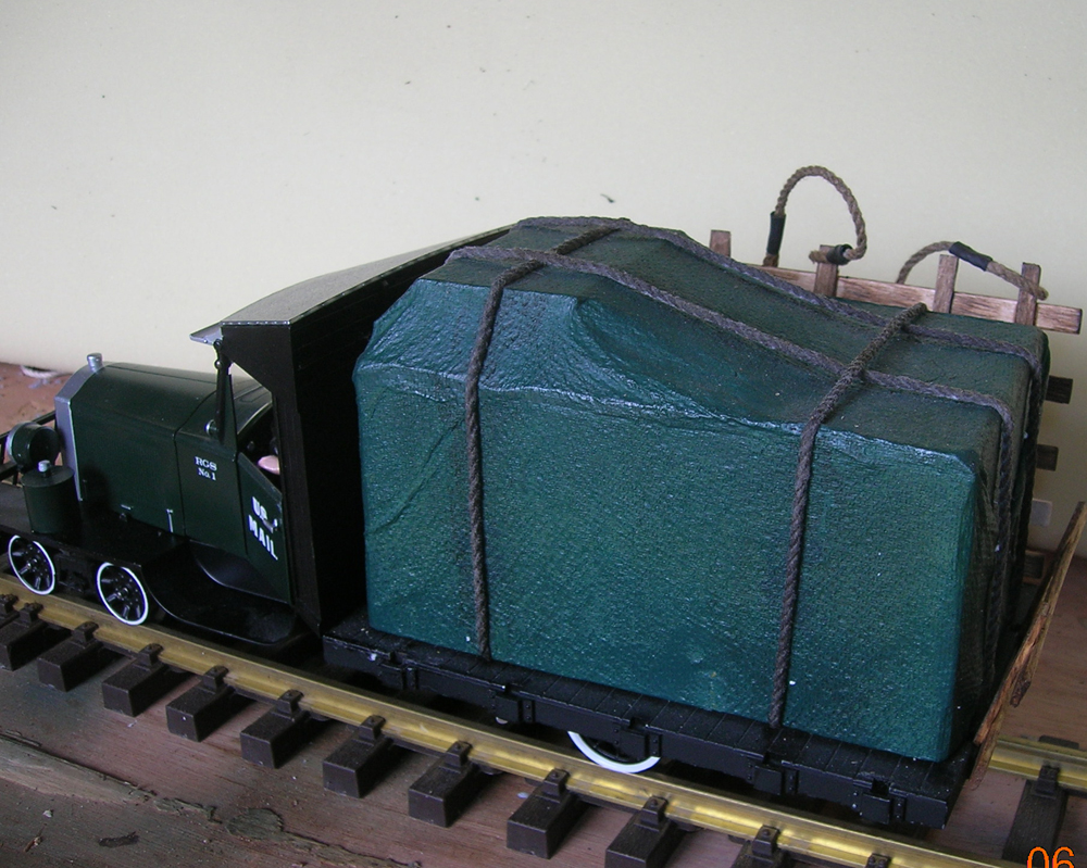 A model Railtruck with covered load