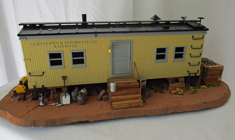 Model boxcar scene