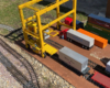 Model gantry crane on a garden railroad