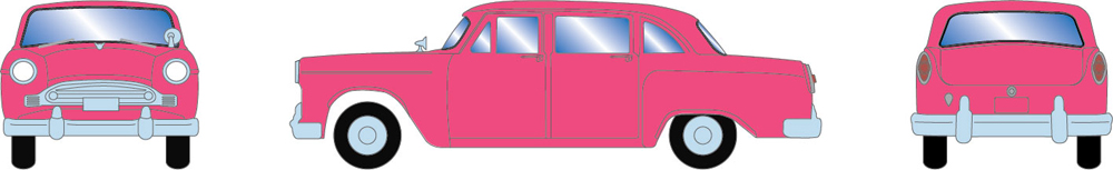 Athearn Trains HO scale 1950s pink sedan.