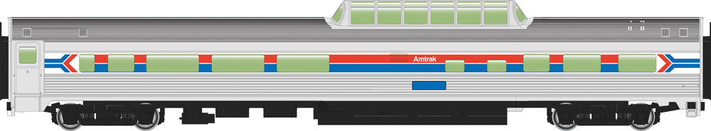 WalthersMainline HO scale Amtrak Budd 85-foot dome coach in phase 1 paint scheme