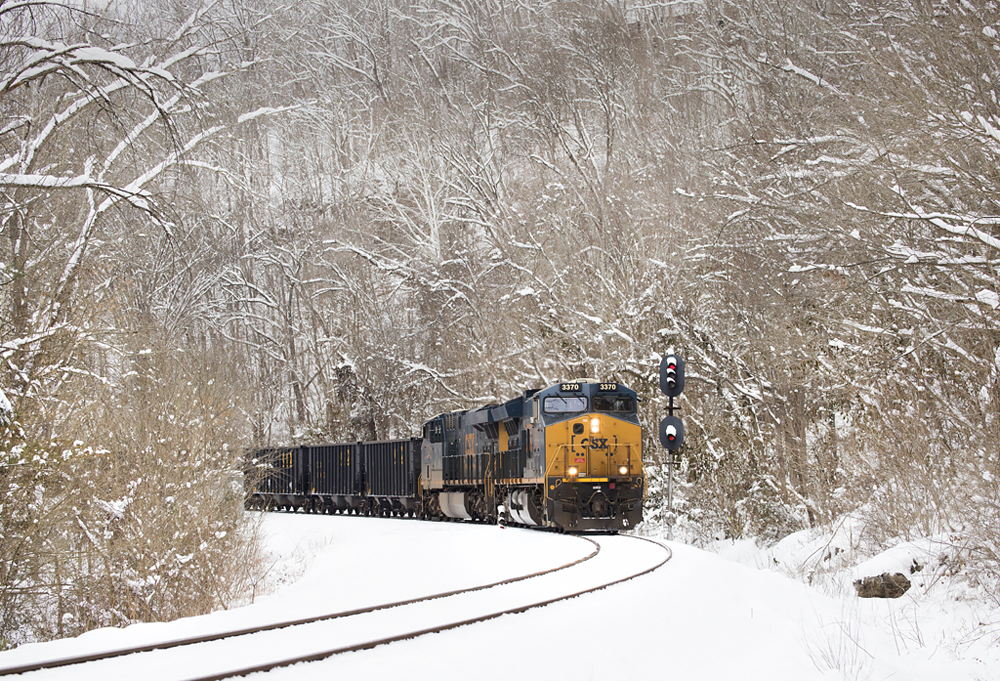 Coal train in snow