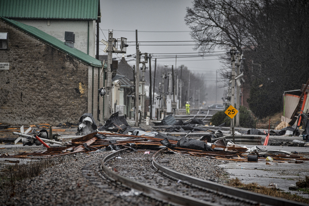 Debris on railroad tracks
