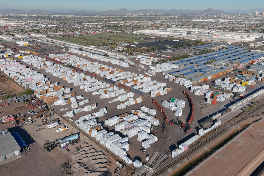 Aerial view of freight facility