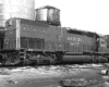 Southern Pacific locomotives: Rear of diesel locomotive with large see-through grate section at walkway level 