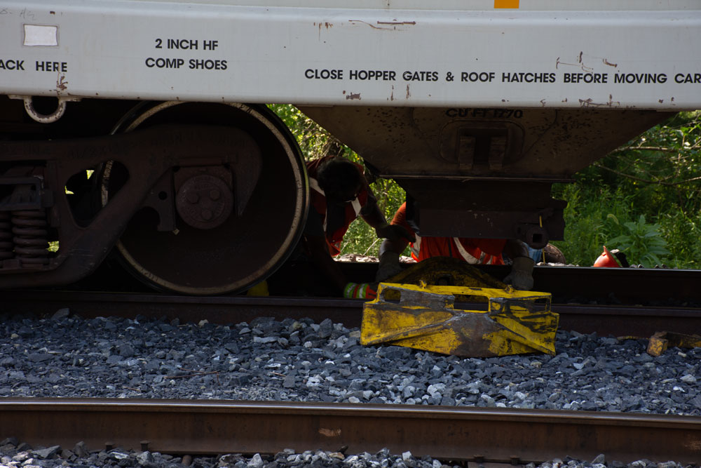 Close-up view of wheel ramp
