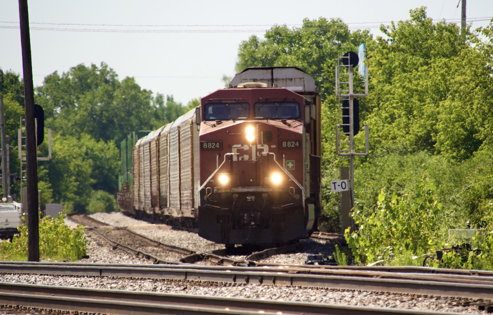 CP freight train approaches junction